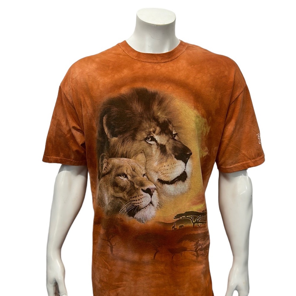2009 The Mountain Orange Tie Dye Lion Busch Gardens Made in the USA T-Shirt XL